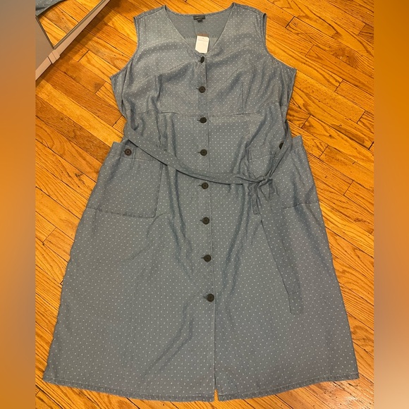 J Jill Denim Sleeveless Button-Front Dress In Blue Dunes Wash Size 3XL NWT - Picture 7 of 14